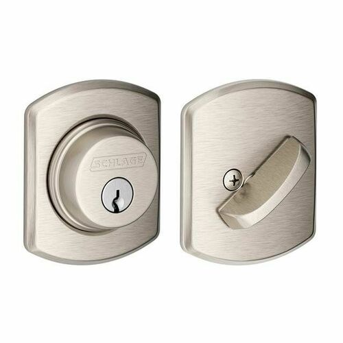 Schlage B60GRW619 Greenwich Single Cylinder Deadbolt C Keyway, Satin Nickel Finish