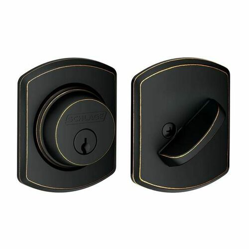 Schlage B60GRW716 Greenwich Single Cylinder Deadbolt C Keyway, Aged Bronze Finish