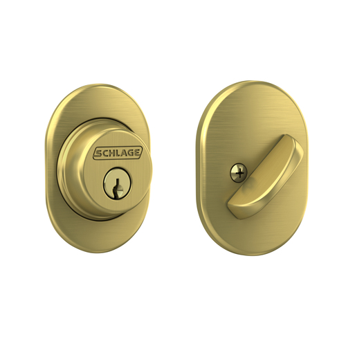 Schlage B60RMN608 Remsen Single Cylinder Deadbolt C Keyway, Satin Brass Finish