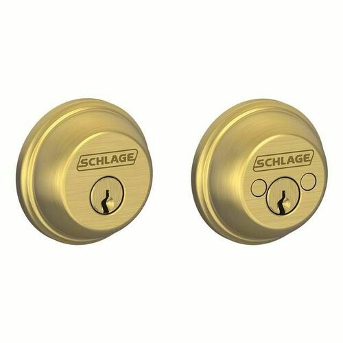 Schlage B62608 Double Cylinder Deadbolt C Keyway with Latch Strike - Satin Brass Finish