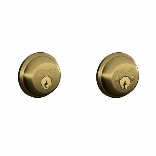 Schlage B62609 Double Cylinder Deadbolt C Keyway, Antique Brass, 12287 Latch, 10116 Strike