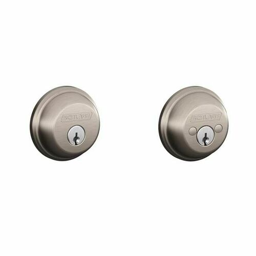 Schlage B62619 Double Cylinder Deadbolt C Keyway, Satin Nickel, 12287 Latch, 10116 Strike