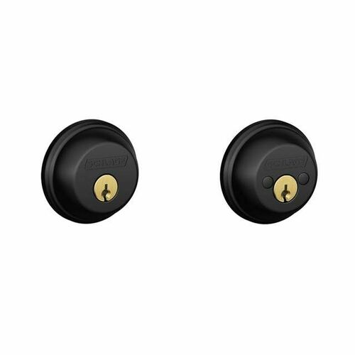 Schlage B62622 Double Cylinder Deadbolt C Keyway, Matte Black, 12287 Latch 10116 Strike