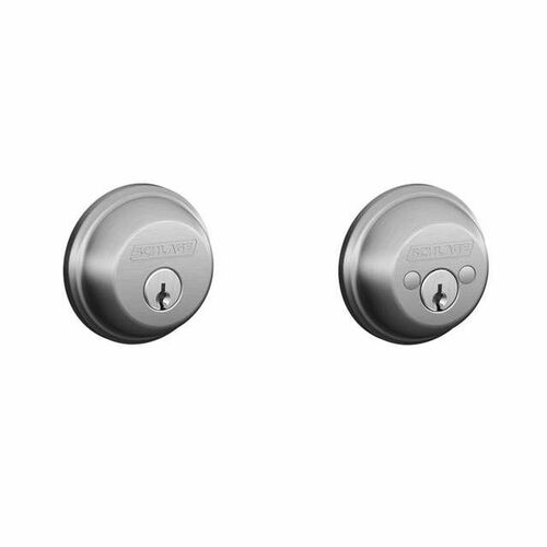 Schlage B62626 Double Cylinder Deadbolt C Keyway, 12287 Latch, Satin Chrome Finish