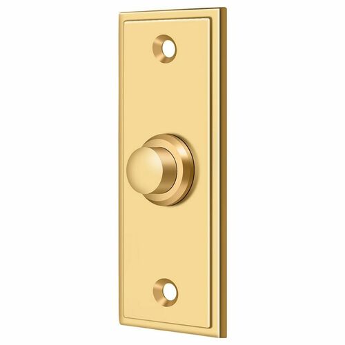 Deltana BBS333CR003 Contemporary Rectangular Bell Button, PVD Polished Brass