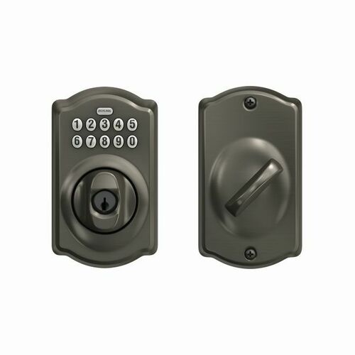 Schlage BE365CAM530 Camelot Electronic Keypad Deadbolt, C Keyway, Black Stainless Finish