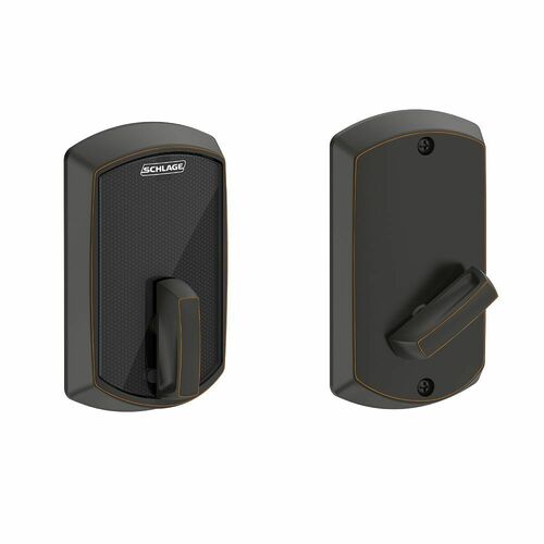 Schlage BE467FGRW716 Greenwich Keyless Smart Fire-Rated Deadbolt, Aged Bronze Finish