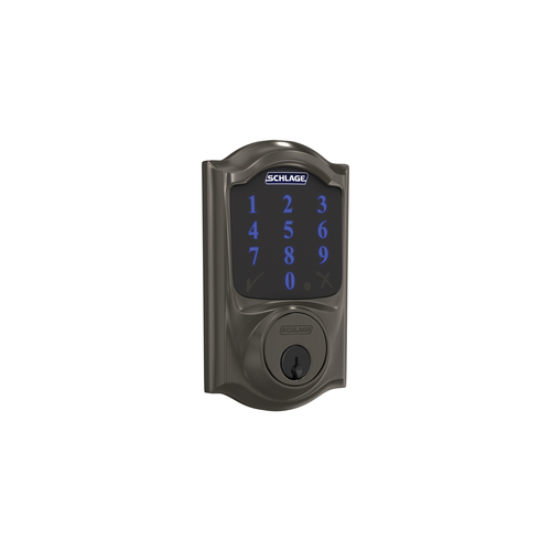 Schlage BE469ZPCAM530 Camelot Z-Wave Touchscreen Deadbolt, Black Stainless, C Keyway