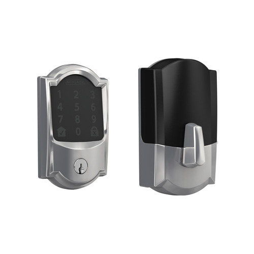 Schlage BE489WBCCAM625 Camelot Encode Smart WiFi Deadbolt with 12351 Latch, Bright Chrome Finish