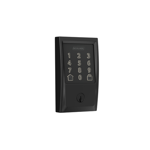 Schlage BE489WBCCEN622619 Century Encode Smart WiFi Touchscreen Deadbolt, Matte Black, C Keyway