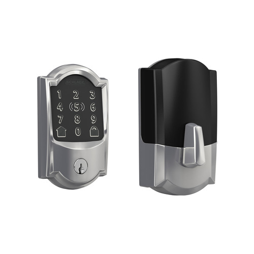 Schlage BE499WBCAM625 Camelot Encode Plus Smart WiFi Deadbolt, Bright Chrome Finish