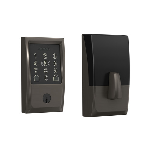 Schlage BE499WBCEN530 Century Encode Plus Smart WiFi Deadbolt, Black Stainless Finish