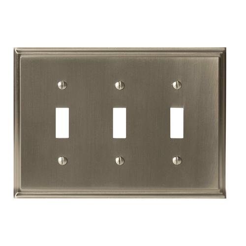 Amerock BP36516G10 Mulholland Triple Toggle Wall Plate, Satin Nickel, 8.3