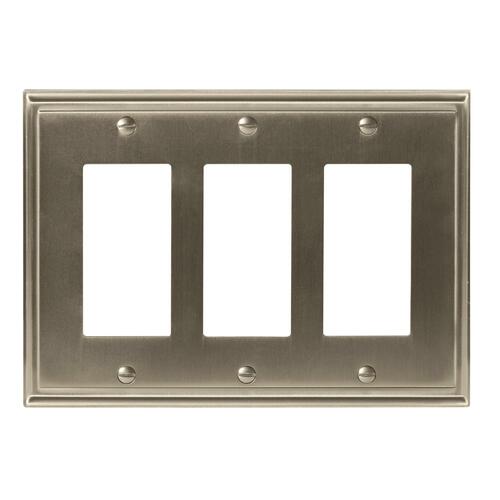Amerock BP36520G10 Mulholland Triple Rocker Wall Plate, Satin Nickel, 7.3