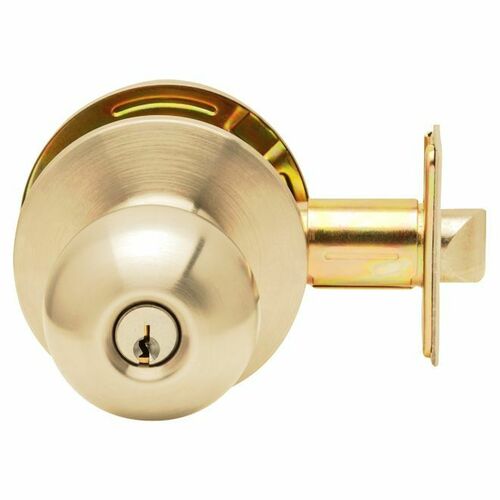 Dexter C2000ENTRB605KDC Grade 2 Ball Knob Non-Clutch Cylindrical Lock, C Keyway, Bright Brass Finish