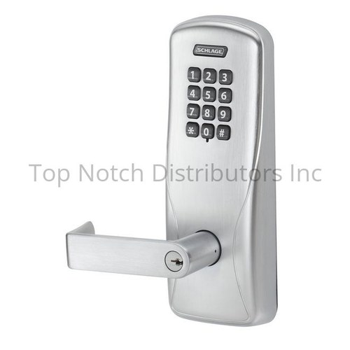 Schlage CO100MS70KPRHO626B Rhodes Lever Mortise Keypad Lock - Satin Chrome, Programmable for Classroom/Storeroom
