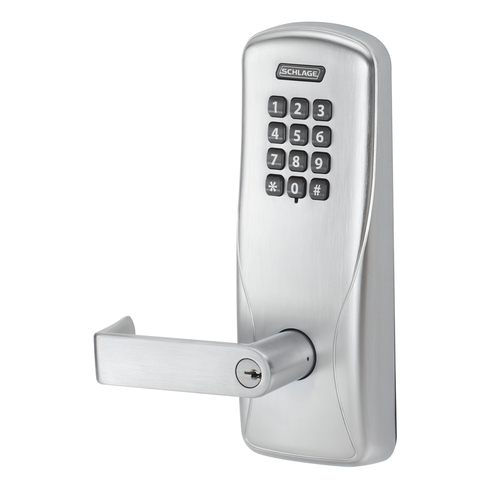 Schlage CO200CY70KPRHO626 Standalone Electronic Classroom Lock, Rhodes Lever, Satin Chrome Finish