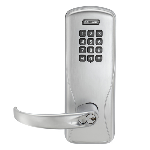 Schlage CO200CY70KPSPA626 Standalone Electronic Lock Cylindrical Classroom Keypad Sparta Lever Satin Chrome