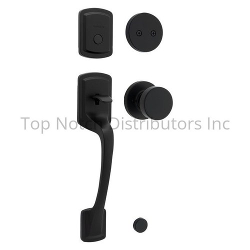 Kwikset CP819PGHPSKRDT-514 Prague Dummy Handleset with Pismo Knob, Round Rose, Matte Black Finish