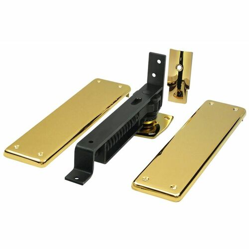Deltana DASH95CR003 Double Action Spring Hinge with Solid Brass Cover Plates, PVD Polished Brass