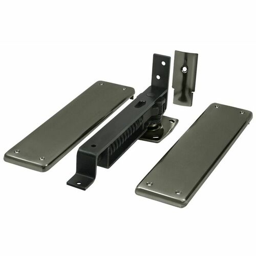 Deltana DASH95U15A Double Action Spring Hinge with Brass Cover Plates, Antique Nickel