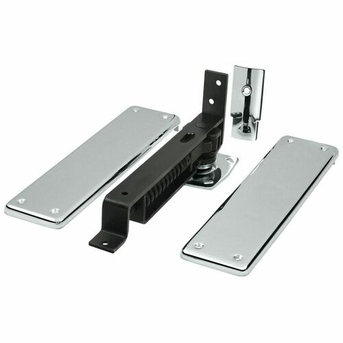 Deltana DASH95U26 Double Action Spring Hinge with Brass Cover Plates, Polished Chrome