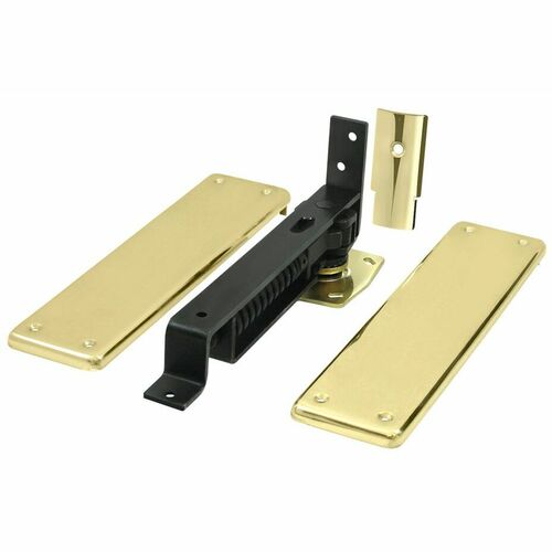 Deltana DASH95U3 Double Action Spring Hinge with Polished Brass Cover Plates
