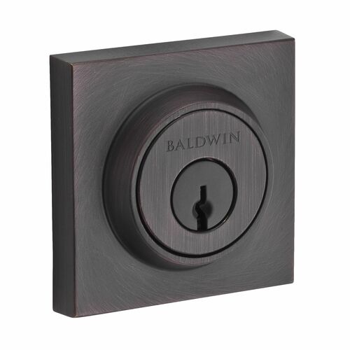 Baldwin DCCSD112 Contemporary Double Cylinder Square Deadbolt, Venetian Bronze Finish