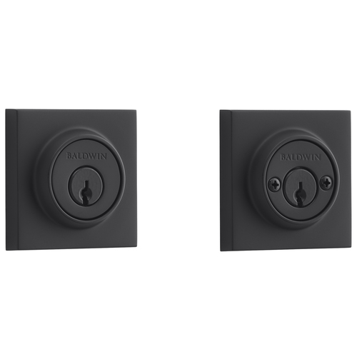 Baldwin DCCSD190 Contemporary Square Double Cylinder Deadbolt, Satin Black Finish