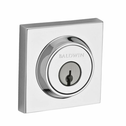 Baldwin DCCSD260 Contemporary Square Double Cylinder Deadbolt, 6AL Latch, Bright Chrome