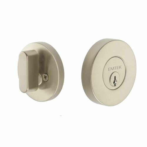 Emtek EE2100SN Expressions Single Cylinder Round Deadbolt, Kwikset, Satin Nickel