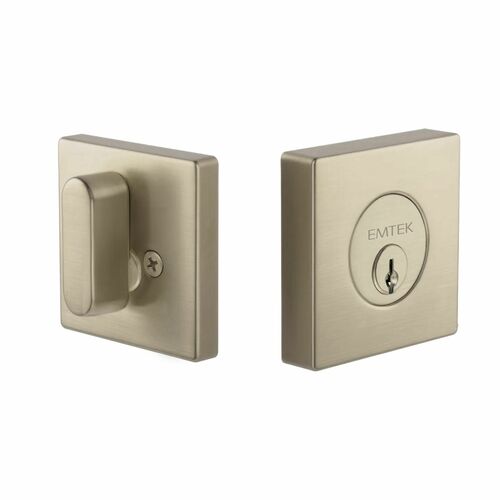 Emtek EE2110SN Expressions Single Cylinder Deadbolt, Kwikset Keyway, Satin Nickel