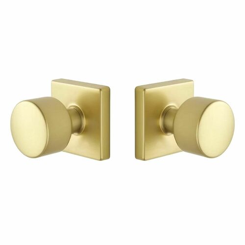 Emtek EE3110PGSB Expressions Passage Lock with Page Knob, Square Rose, Satin Brass Finish