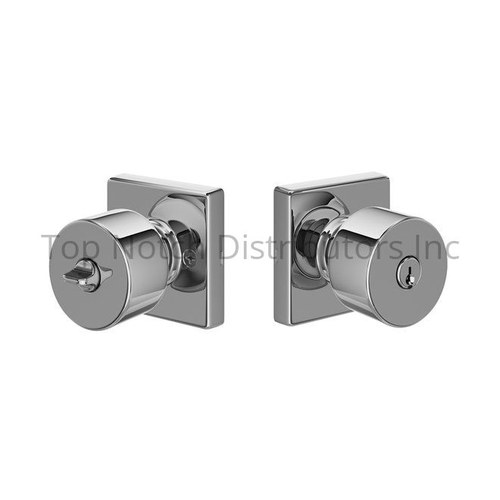 Emtek EE5454PGC Expressions Keyed Entry Lock with Page Knob Square Rose, Polished Chrome