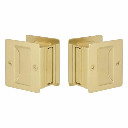 Emtek EEPDSQU64SB Expressions Square Satin Brass Pocket Door Lock