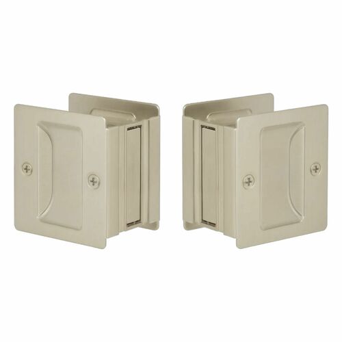 Emtek EEPDSQU64SN Expressions Square Satin Nickel Pocket Door Lock
