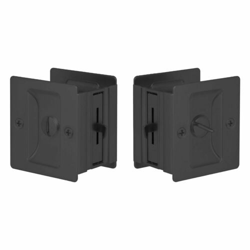 Emtek EEPDSQU65MB Expressions Square Privacy Pocket Door Lock - Matte Black