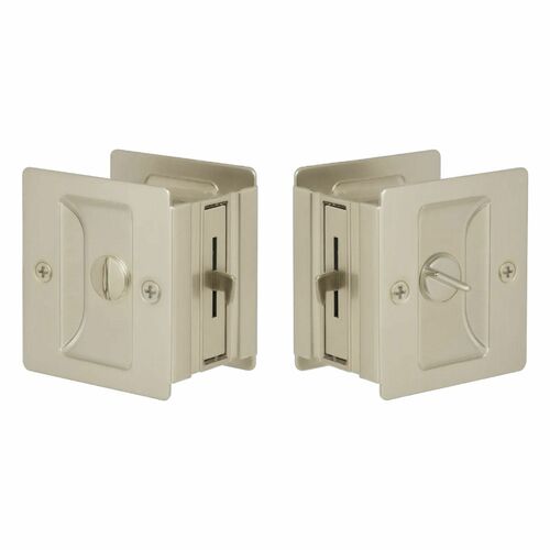 Emtek EEPDSQU65SN Expressions Square Privacy Pocket Door Lock - Satin Nickel