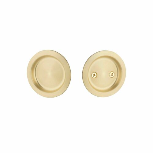 Emtek EETPDRND62SB Expressions Round Passage Tubular Pocket Door Lock - Satin Brass Finish