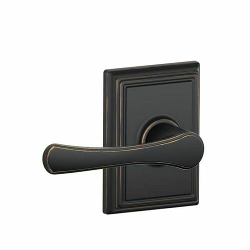 Schlage F10VLA716ADD Avila Lever Passage Lock with Addison Rose, Aged Bronze Finish