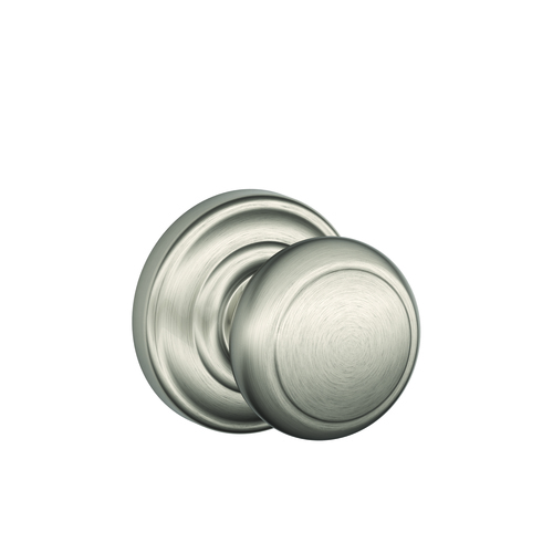 Schlage F170AND619CAM Andover Satin Nickel Half Dummy Knob with Camelot Rose