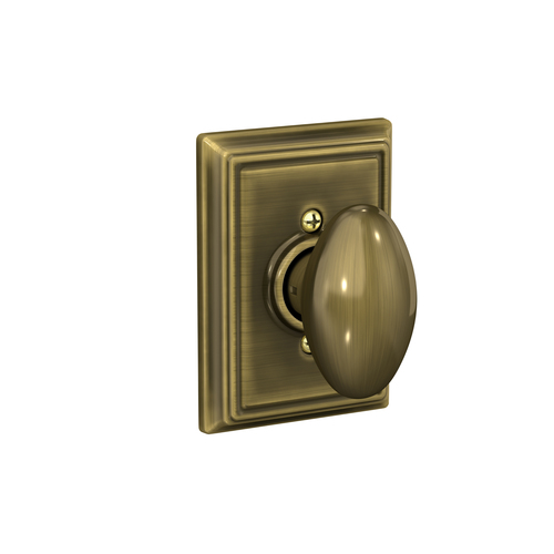 Schlage F170 SIE 609 ADD Siena Knob with Addison Rose Half Dummy - Antique Brass Finish