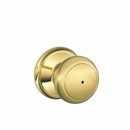Schlage F40AND605619 Andover Privacy Knob Lock with 16080 Latch 10027 Strike, Bright Brass