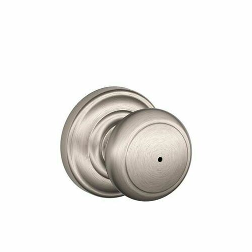 Schlage F40AND619625ADD Andover Knob with Addison Rose Privacy Lock, Satin Nickel Finish