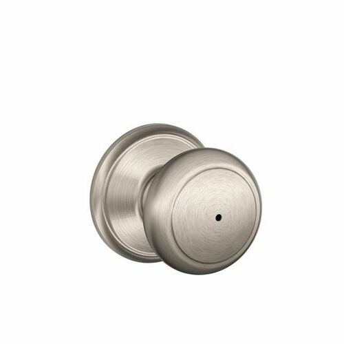 Schlage F40AND619625 Andover Satin Nickel Privacy Knob Lockset with Latch and Strike