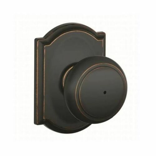 Schlage F40AND716CAM Andover Privacy Knob with Camelot Rose, Aged Bronze Finish