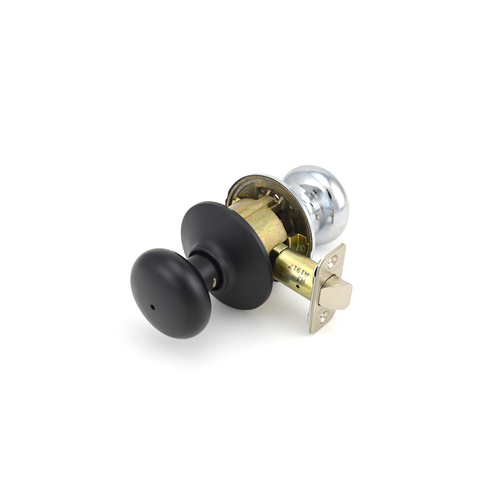 Schlage F40PLY622625 Plymouth Privacy Knob Lock with Latch Strike, Matte Black by Bright Chrome