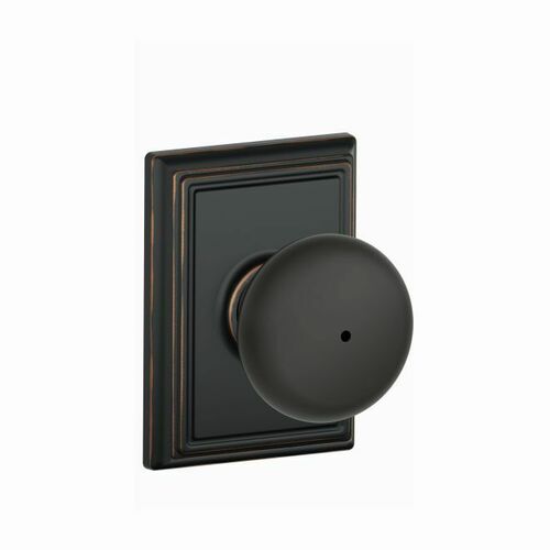 Schlage F40PLY716ADD Plymouth Knob Addison Rose Privacy Lock, Aged Bronze Finish