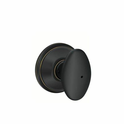 Schlage F40SIE716625 Siena Aged Bronze Privacy Knob Lockset with Latch Strike by Bright Chrome