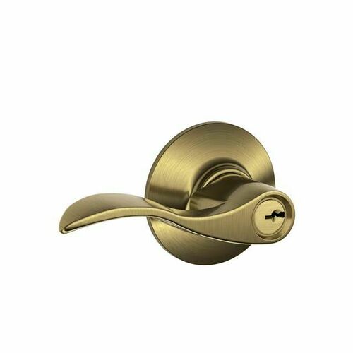 Schlage F51AACC609 Accent Lever Keyed Entry Lock C Keyway, 16211 Latch, 10063 Strike, Antique Brass